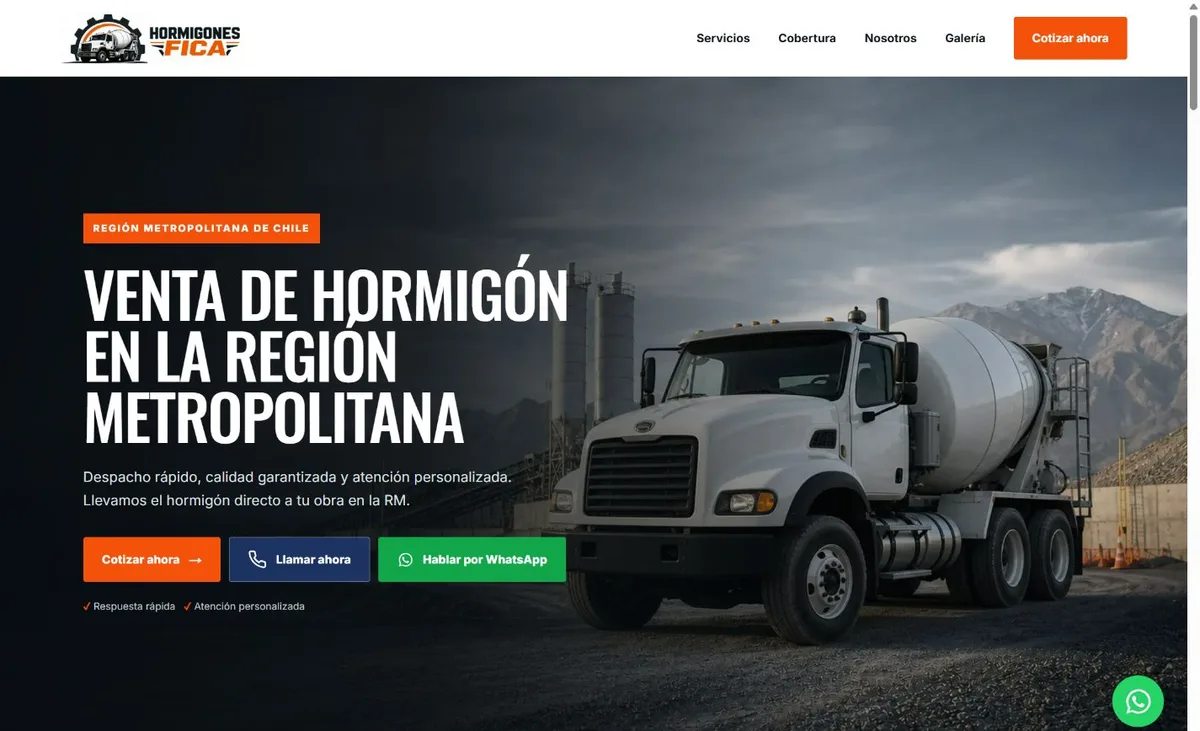 Sitio web Hormigones Fica