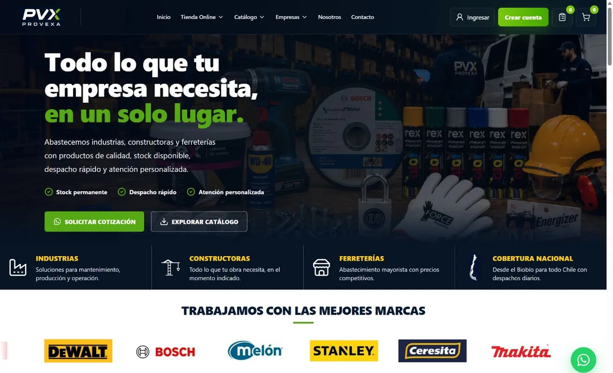 Sitio web Provexa