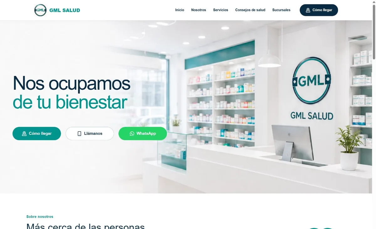 Versión escritorio de GML Salud