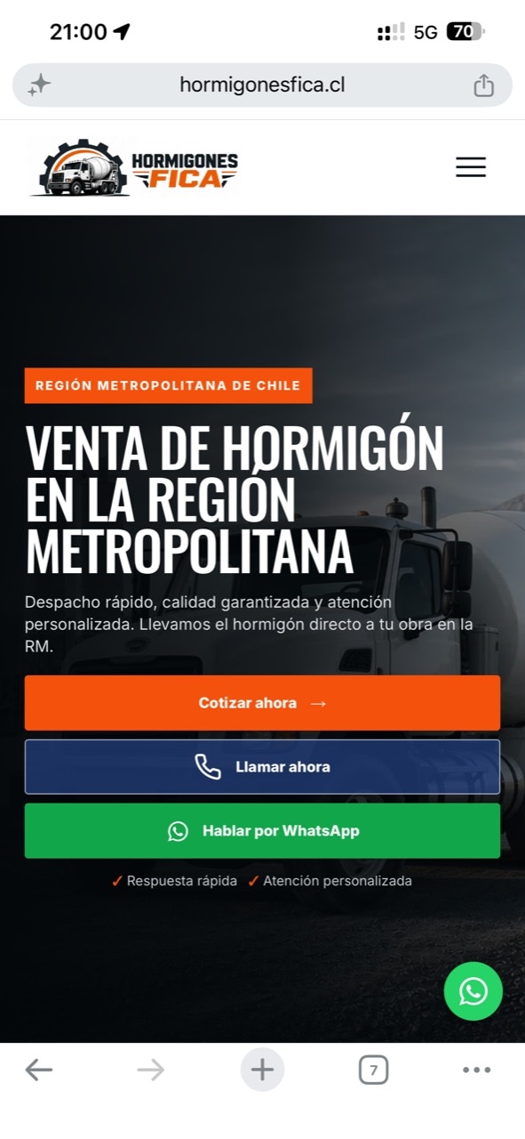 Versión móvil de Hormigones Fica