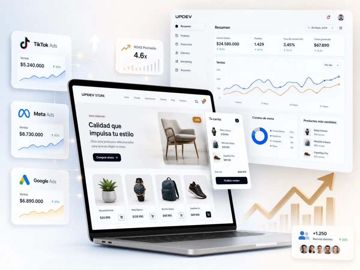 Tienda Online + Redes Sociales desarrollado por UPDEV.CL